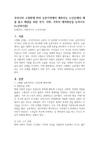 우리나라 고령화에 따라 농촌지역에서 예측되는 노인문제의 예를 들고 해결을 위한 국가, 사회, 가족의 대처방안을 논하시오 (노인복지론)