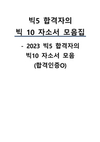 2024신규간호사 대비 2023 빅5합격자의 빅10 자소서 모음집(서울아산, 세브란스, 서울성모, 아주대, 중앙대, 강북삼성)