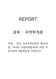 최근 보호무역주의의 확산(가령, 미국의 트럼프행정부)에 따른 우리나라의 대응방안은 무엇인가?