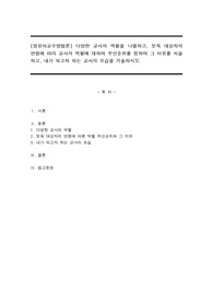다양한 교사의 역할을 나열하고, 보육 대상자의 연령에 따라 교사의 역할에 대하여 우선순위를 정하여 그 이유를 서술하고, 내가 되고자 하는 교사의 모습을 기술하시오.