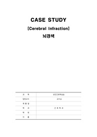 성인간호학실습 뇌경색 케이스스터디 간호진단5개 간호과정3개