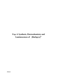 화학실험기법2 Exp4. Synthesis, Electrochemistry and Luminescences of  [Ru(bpy)3]2+