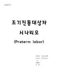 [A+모성간호학] 조기진통 시나리오 간호과정보고서-진단3가지