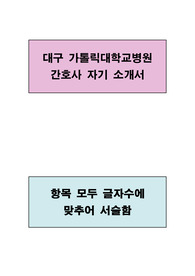 대구가톨릭대학교병원 간호사 합격 자기소개서(항목별 글자수에 맞추어 서술함)