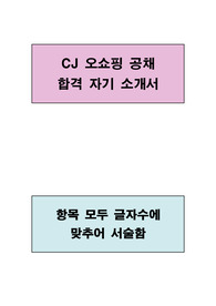 CJ 오쇼핑 공채 합격 자기소개서(항목별 글자수에 맟추어 기술함)