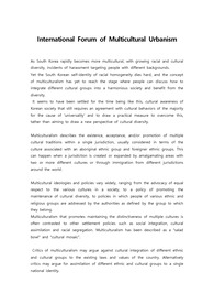 영문에세이_다문화주의(International Forum of Multicultural Urbanism)