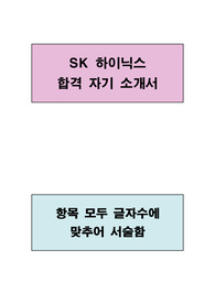SK 하이닉스 합격 자기소개서(항목별 글자수에 맞추어 서술함)