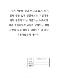 인간행동과사회환경(자기 자신의 삶과 현재의 습관, 성격, 문제 등을 깊게 성찰해보고, 자신에게 가장 공감이 가는 이론가는 누구이며, 다른 이론가들의 입장과 구별되는 점을 자신의 삶과 성향을 이해하는 데 보다 유용하였는지 대하여)