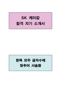 SK 케미칼 합격 자기소개서(항목별 글자수에 맞추어 서술함)
