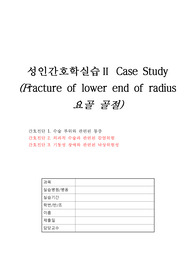 A+ 성인간호실습 요골골절  사럐보고서 간호케이스 / 케이스터디 간호진단  문헌고찰  간호진단 3개, 간호과정 1개