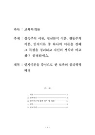 보육교사 과정 중 보육학개론 과목 레포트. 인지이론을 중심으로 한 보육의 심리학적 배경.