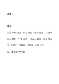 지금부터30년 이후에도 생존하는 사회복지시설은 무엇이며, 미래사회에 사회복지가 필요한 이유에 대하여 논하시오.