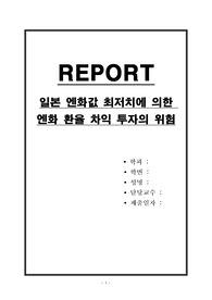 일본 엔화값 최저치에 의한 엔화 환율 차익 투자의 위험