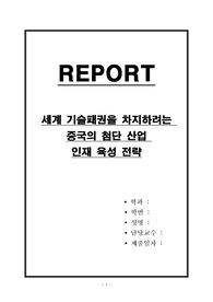 세계 기술패권을 차지하려는 중국의 첨단 산업 인재 육성 전략