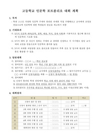 인문학 포트폴리오 대회 운영 계획, 고등학교 인문학 대회, 인문학 포트폴리오 대회