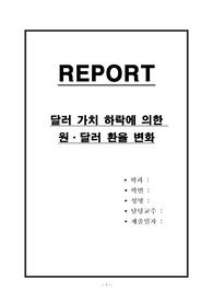 달러 가치 하락에 의한 원,달러 환율 변화
