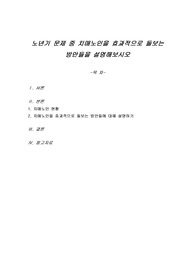 노년기 문제 중 치매노인을 효과적으로 돌보는 방안들을 설명해보시오