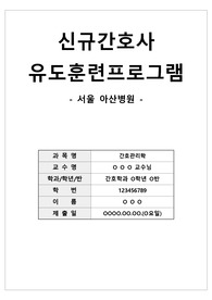 간호관리학 신규간호사 유도훈련프로그램 제작 과제