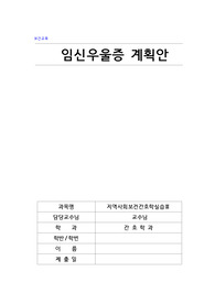 임신우울증 계획안, 지역사회보건간호학실습(A+)