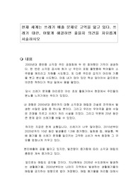 현재 세계는 쓰레기 배출 문제로 고역을 앓고 있다. 쓰레기 대란, 어떻게 해결하면 좋을지 의견을 자유롭게 서술하시오