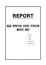 집값 하락으로 2년전 가격으로 돌아간 원인