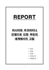 러시아와 우크라이나 전쟁으로 인한 푸틴의 세계에서의 고립