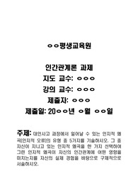인간관계론 과제_ 대인사고 과정에서 일어날 수 있는 인지적 왜곡(인지적 오류)의 유형 중 5가지를 기술하시오. 그 중 자신이 지니고 있는 인지적 왜곡을 한 가지 선택