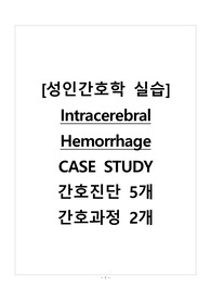 성인간호학 실습 뇌내출혈 ICH 케이스 스터디 간호진단 5개 간호과정 2개