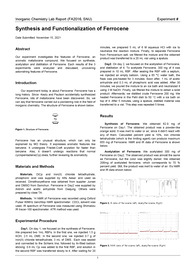 서울대학교 유기무기실험 - Synthesis and Functionalization of Ferrocene (7번째)