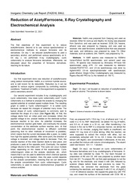 서울대학교 유기무기실험 - Reduction of AcetylFerrocene, X-Ray Crystallography and Electrochemical Analysis (8번째)