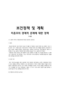 보건관련정책- 미혼모 경제 관련 레포트