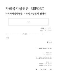 사회복지실천론-사회복지실천현장(노인요양원) 1곳을 선정하여 설립목적, 주요 프로그램에 대해 기술한 후 문제점 도출과 개선방안 작성(주관적,객관적측면 모두)