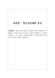 청소년 문제 행동 중 청소년 비행, 학교폭력, 약물남용, 인터넷 중독 등과 같은 외재화 문제에서 한 가지를 선택하고, 그와 관련된 사례를 제시한 후 해당 문제의 원인 분석 및 해결 방안을 서술하시오.