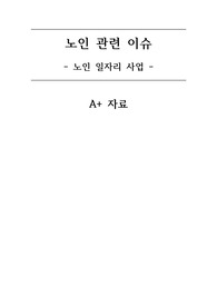 노인간호학 노인관련이슈 보고서 - 노인 일자리 사업