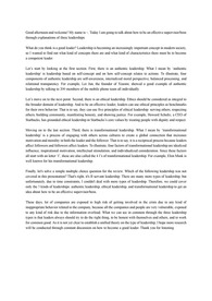 Leadership Analysis (How to be an effective leader)