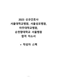 2023 신규간호사 서울대학교병원, 서울성모병원, 아주대학교병원, 순천향대학교서울병원 합격자소서(인증 o, 스펙)