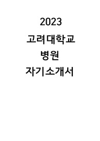 [2024대비] 2023 고려대병원 자기소개서