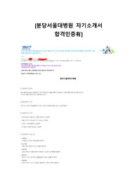 2023 분당서울대병원 서류합격 자기소개서 (합격인증有)