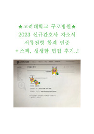 고려대학교의료원 구로병원(안암, 안산도 동일) 2023년 신규간호사 자소서, 면접 후기, 스펙(합격 인증)!!