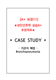 [실습A+자료] 기관지 폐렴(Bronchopneumonia)CASE STUDY - 성인간호학 (간호진단3개, 문헌고찰, 간호사정, 간호과정 O)