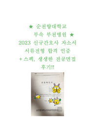 부천순천향병원 2023 신규간호사(졸업예정자) 자소서, 전공면접 후기(서류합격 인증, 스펙 O)