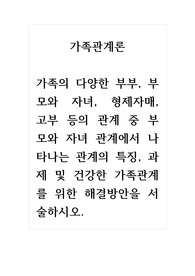 가족관계론_가족의 다양한 부부, 부모와 자녀, 형제자매, 고부 등의 관계 중 부모와 자녀 관계에서 나타나는 관계의 특징, 과제 및 건강한 가족관계를 위한 해결방안을 서술하시오. (2)