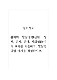 놀이지도_유아의 발달영역(신체, 정서, 인지, 언어, 사회성)놀이의 효과를 기술하고, 발달영역별 예시를 작성하시오.