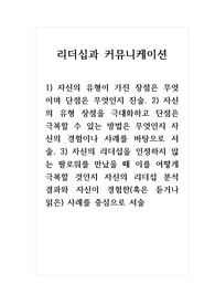 리더십과 커뮤니케이션_1) 자신의 유형이 가진 장점은 무엇이며 단점은 무엇인지 진술. 2) 자신의 유형 장점을 극대화하고 단점은 극복할 수 있는 방법은 무엇인지 자신의 경험이나 사례를 바탕으로 서술