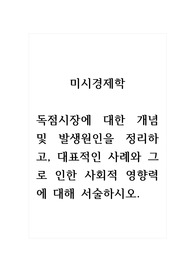 미시경제학_독점시장에 대한 개념 및 발생원인을 정리하고, 대표적인 사례와 그로 인한 사회적 영향력에 대해 서술하시오.