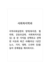 사회복지학과_지역사회실천의 영역(복지관, 협의회, 공동모금회, 사회복지시설 등) 중 한 가지를 선택하고 선택한 이유와 최근 사례(지난 1년간 뉴스, 기사, 영화, 드라마 등)를 들어 문제점을 제시하시오.