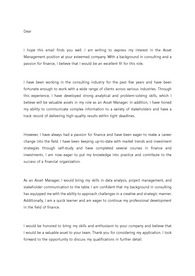 컨설팅 회사에서 외국계 자산운용사 지원하는 영문 커버레터 자기소개서