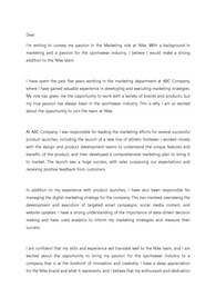 나이키 마케팅직무 지원 영문 커버레터 자기소개서