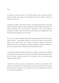 스타벅스 제품디자인(Product Design) 직무 경력직 지원 영문 커버레터 자기소개서