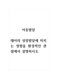 아동발달_태아의 성장발달에 미치는 영향을 환경적인 관점에서 설명하시오.
